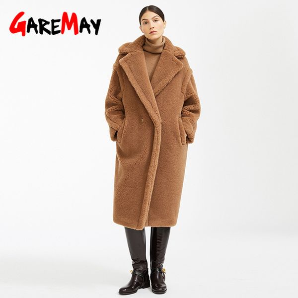 

winter fashion imitation velvet fur coat long female loose thick warm mink fur teddy coat 210428, Black