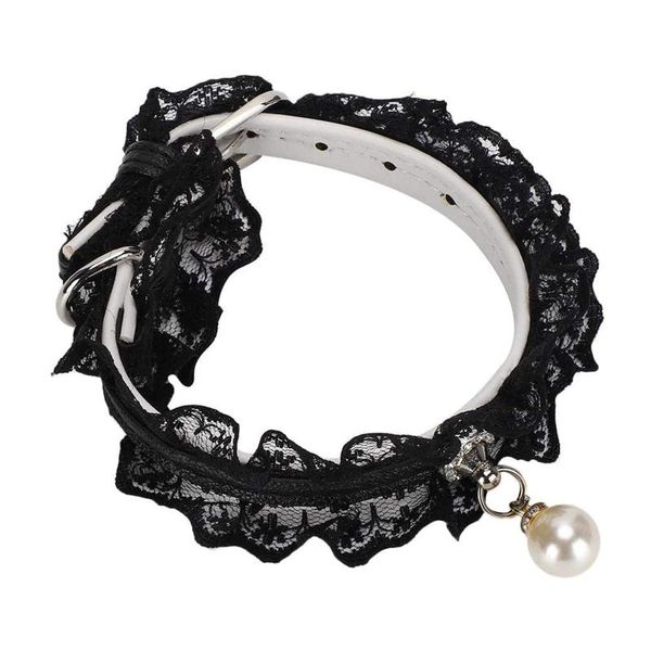 

cat collars & leads pet decorative collar, adjustable lace necklace choker with pearl pendant birthday gift for cat, dog