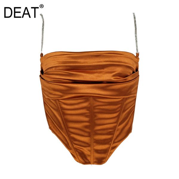 

summer fashion women clothes straps pleated backless zippers t-shirt female tide wr14916l 210421, White