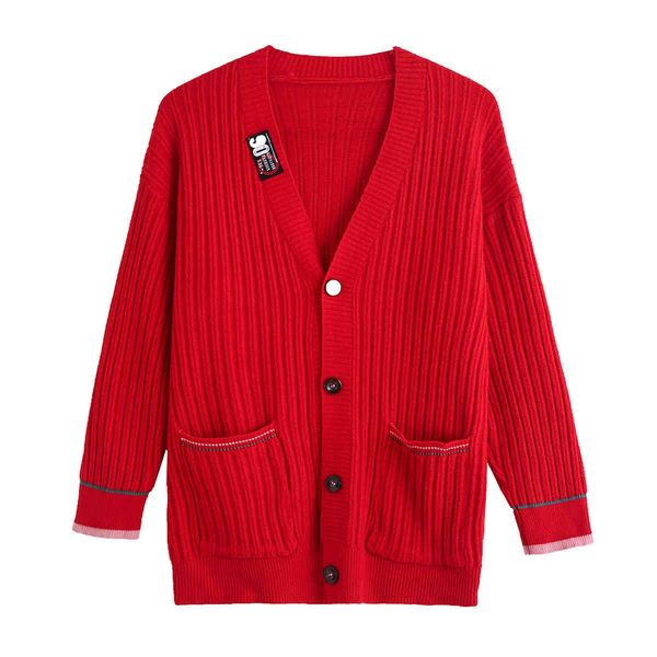 

sweaters fall v-neck knit cardigan women's sweater korean loose large size patch, White;black