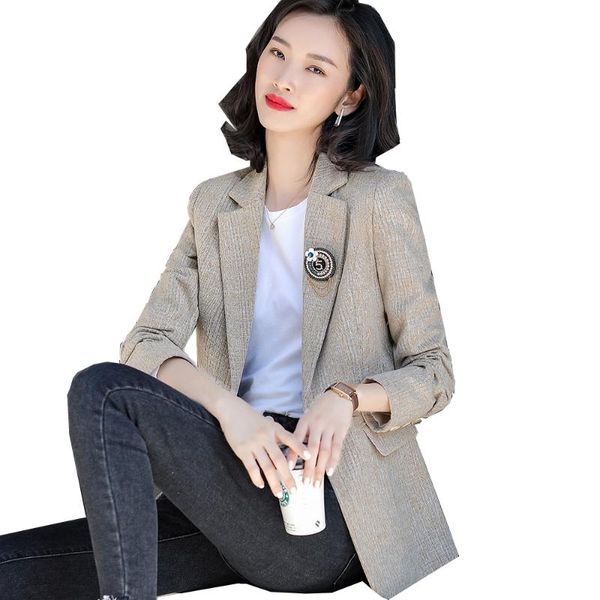 

women's suits & blazers arrival apricot beige spring autumn ladies blazer women fashion design latest single button coat jacket fall 20, White;black