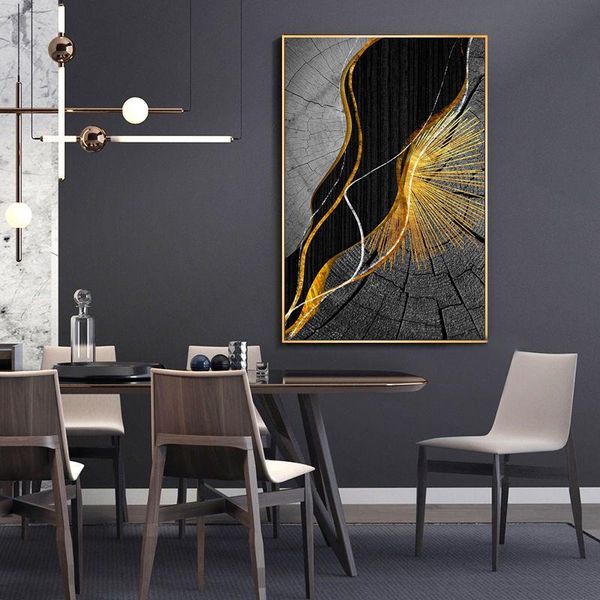 

paintings goodecor golden and black abstract wall art canvas painting modern living room home decoration drop prints