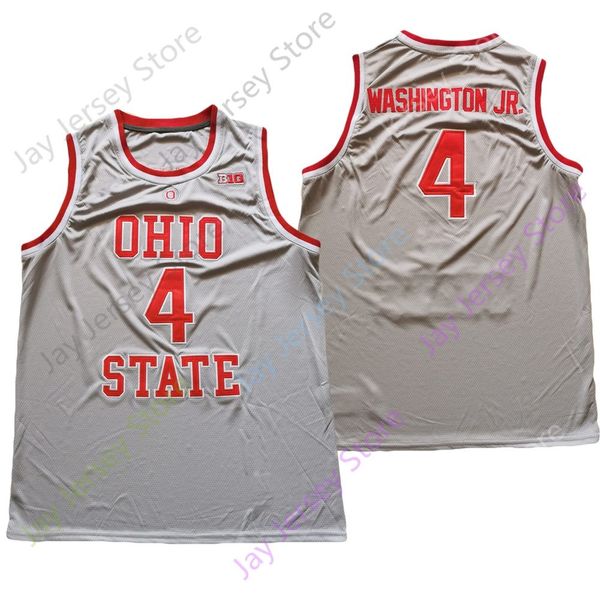 

2021 new ncaa college ohio state buckeyes basketball jersey 4 duane washington jr. grey size s-3xl, Black