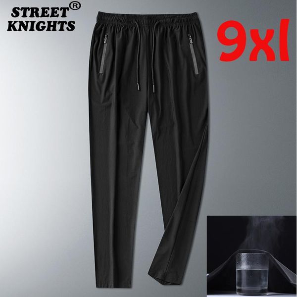 

men's pants summer men joggers fitness casual quick dry sweatpants male breathable lightweight tie feet elasticity trousers, Black