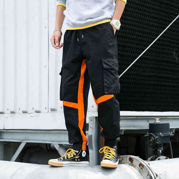 

men's pants cotton men streetwear hip hop joggers 2021 mens pockets baggy cargo male korean style sweatpants black trousers jpqz