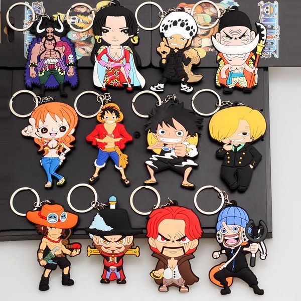 

keychains cosaner one piece series anime key chain pvc figure keyring toys keychain keyholder birthday gifts unisex, Silver