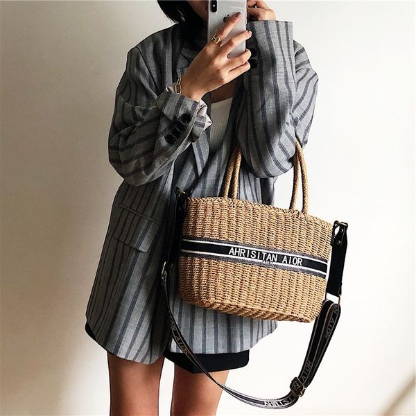 

luxury herme handbags and storage d home letter woven bag women's 2021 new vegetable basket single shoulder messenger p