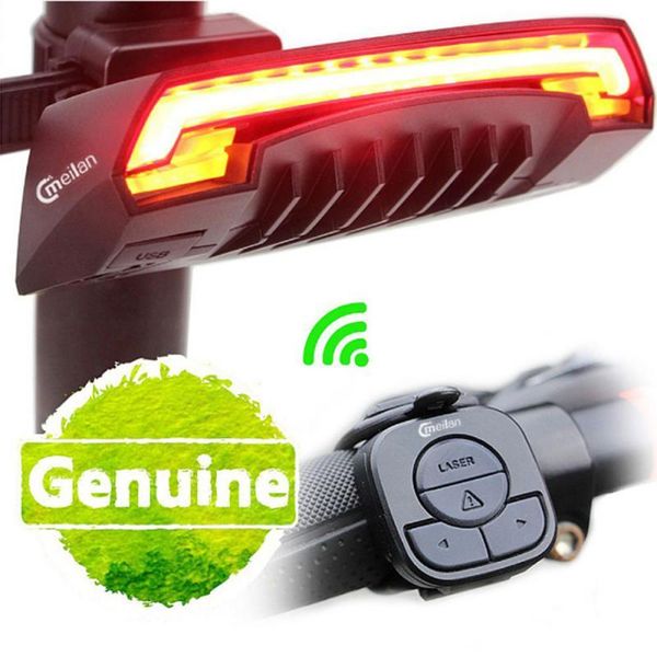 

wireless turn brake mtb cycling rear light meilan x5 remote control bicycle taillight usb charge road bike led lamp lights