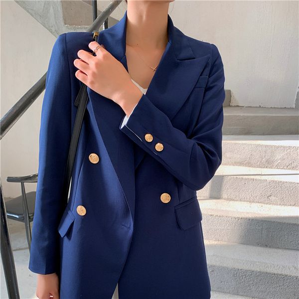 

all match solid chic korean plus office lady streetwear fashion ol loose slim regular women blazers 210421, White;black