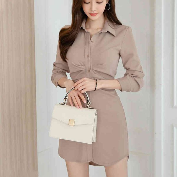 

dresses elegant single breasted shirt vestidos bodycon women pencil high waist work business party slim casual es, Black;gray