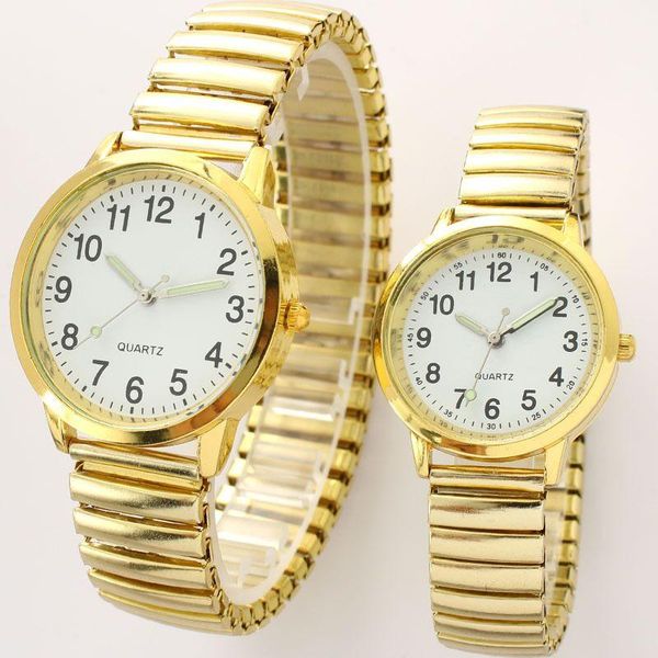 

wristwatches latest trend stainless steel waterproof men's watch fashion simple golden women's couple watches elder parents clock, Slivery;brown