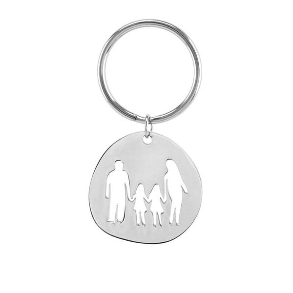 

keychains family keychain love mom dad son daughter gifts stainless steel pendants boys girls mothers fathers for children kids, Silver
