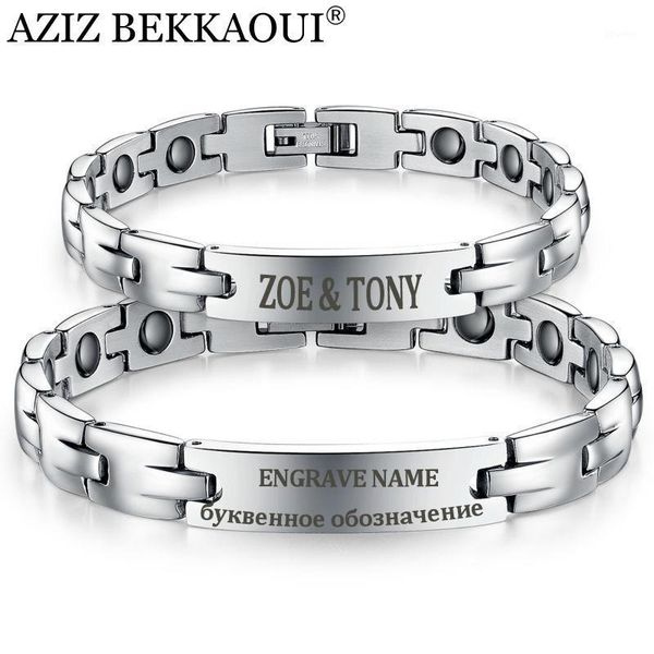 

charm bracelets aziz bekkaoui healthy magnetic & bangles stainless steel magnetite lovers jewelry for men women special named bracelet1, Golden;silver
