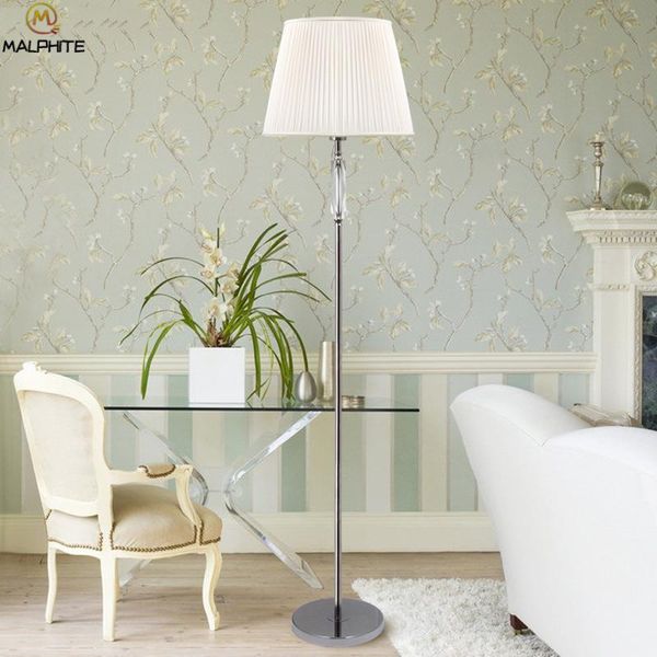 

nordic crystal standing lamp modern fabric lampshad living roome floor american bedroom bedside decor stand light lamps