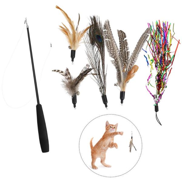 

cat toys 6pcs lightweight cats teaser funny wand indoor pet interactive