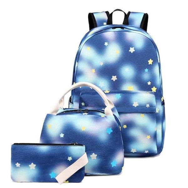 

school bags 28gd 3pcs backpacks for teen girls nylon bookbags with lunch bag pencil case