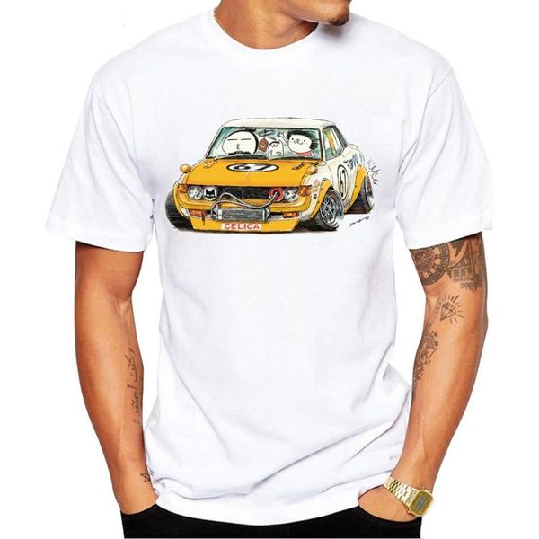 

men's t-shirts vintage hip hop fashion men short sleeve crazy car art jdm japanese old school original cartoon weird humor print t-shir, White;black