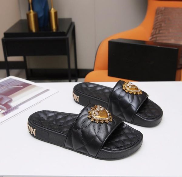 

2022 italy designer slides women flip flops leather women sandal with double metal black white brown slippers summer beach sandals with box