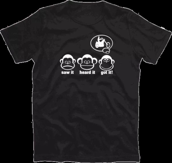 

three monkeys saw it heard it got it chopper motorcycle bike biker t-shirt s-xxxl, White;black
