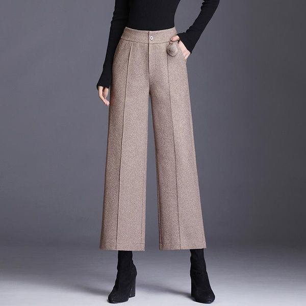 

high waist fashion wide leg pants women's casual loose elegant office lady trousers m694 & capris, Black;white