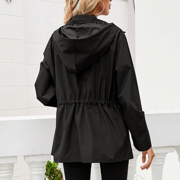 

running jackets women's hooded jacket coat waterproof lightweight soft shell windbreaker with pockets for hiking travel thin als88, Black;red