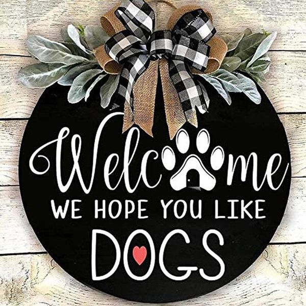 

decorative flowers & wreaths welcome round home signs pendant hanging wooden plaque artificial flower garland for decor gifts living room do