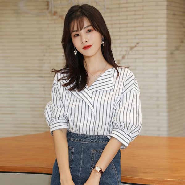 

lantern sleeve shirt women's korean-style loose summer womens s ladies blusas femininas elegante 08f 210420, White