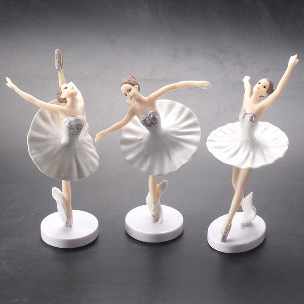 Oggetti decorativi Figurine 3pc Ballet Girl Dancing Elf Statua Torta Ornamento Decorazioni di nozze Miniatura Mini Garden Fairy Decorazione D