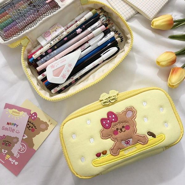 

pencil bags korean girl student cute multifunctional stationery pouch large-capacity portable cosmetic bag kawaii back to school