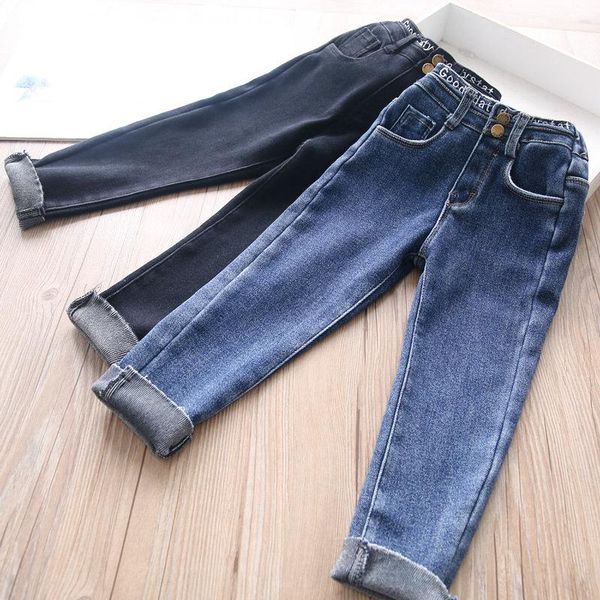 

jeans winter girls 2 colors embroidered children's wear wholesale, Blue