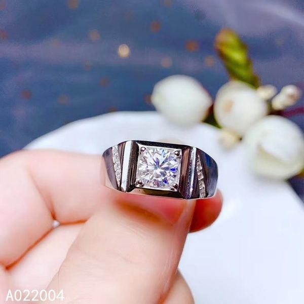 

cluster rings kjjeaxcmy fine jewelry 925 sterling silver inlaid mosang diamond gemstone men ring fashion support detection, Golden;silver
