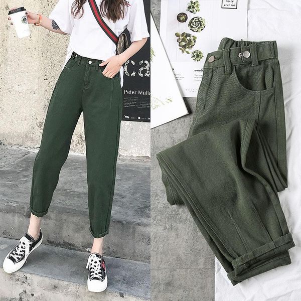 

women's jeans 2021 woman black pants high waist elastic denim trousers ripped boyfriend for women harem plus size xs-xxl, Blue