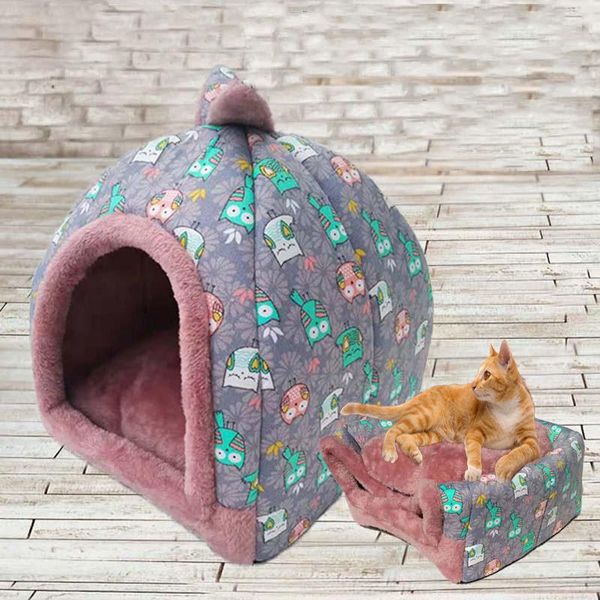 

cat beds & furniture plush cartoon dog bed house soft long mat kennel winter puppy warm sleeping blanket portable pet supplies