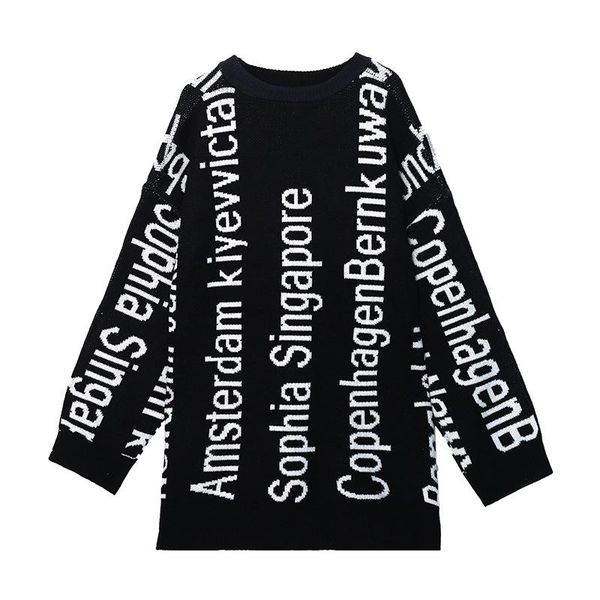 

women's sweaters 2021 autumn long sleeve loose thin to wear outside the casual knitwear, White;black