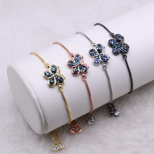 

charm bracelets wholesale jewelry bracelet micro pave abalone cute tiny butterfly metal chain fashion gift for lady 3581, Golden;silver