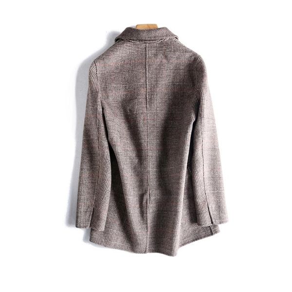

women's wool & blends spring autumn 90% coat female elegant ladies woolen jacket women plaid korean manteau femme 2021 blend coats lw29, Black