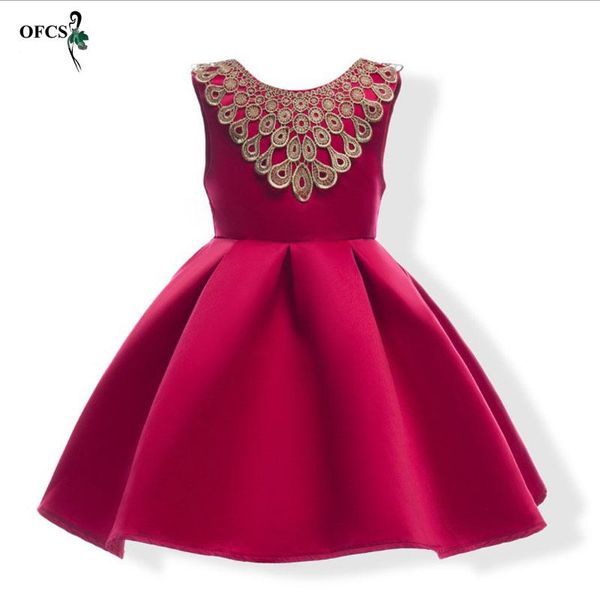 

girl's dresses retail girls dress european and american style princess back bowknot phnom penh party gown wedding clothes 3-12t, Red;yellow