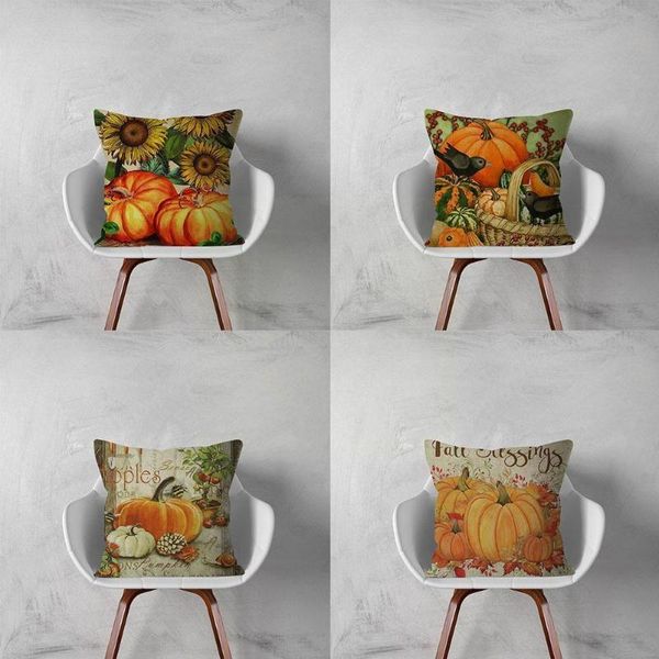 

pillow case watercolor pumpkin decor cartoon colorful plant sofa cushion printed room decorative cover q1m7