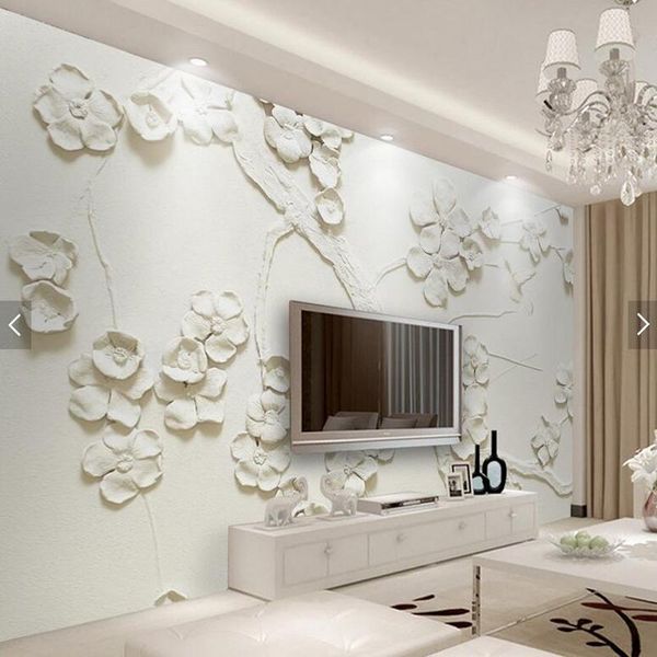 

wallpapers custom wallpaper for walls 3d, embossed plum frescoes living room bedroom tv backdrop home decor