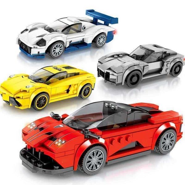 Bloco sem-bolsa Famosas Carros Cidade Super Speed ​​Champions Corrida de carro Building Bloqueio de Bloqueio Racer Tijolos Carro Brinquedo Para Crianças Q0624