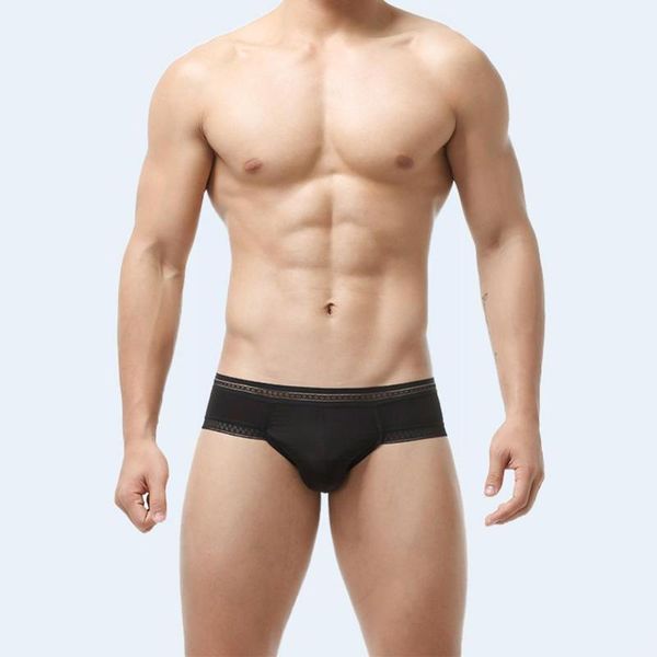 

underpants men's ice silk underwear summer seamless breathable low triangles waist transparent j2m9, Black;white