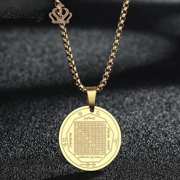 

pendant necklaces magic square moon necklace for women fashion occult jewelry stainless steel wedding, Silver