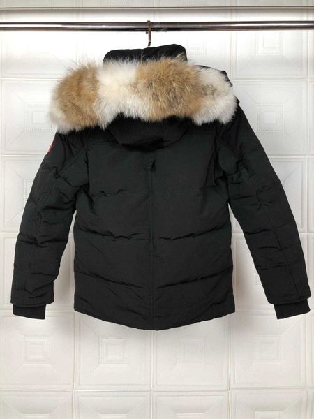 

men's down jacket winter n parka real wolf fur hooded fashion outdoor leisure warm coat windproof waterproof, Black