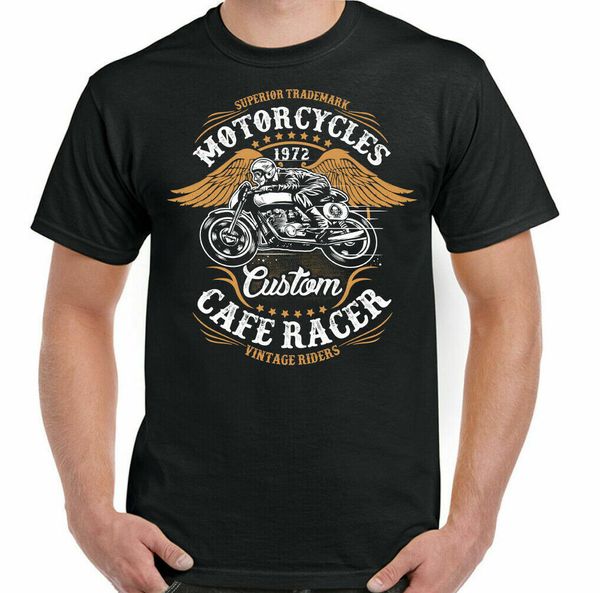 

cafe racer t-shirt mens biker motorcycle enthusiast custom bike, White;black