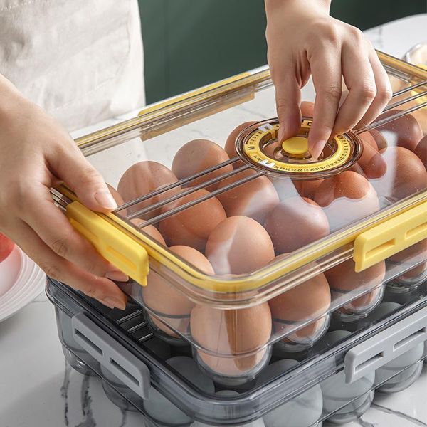 

storage bottles & jars 24 grid timing egg carton kitchen finishing sealed box pet with lid thickened