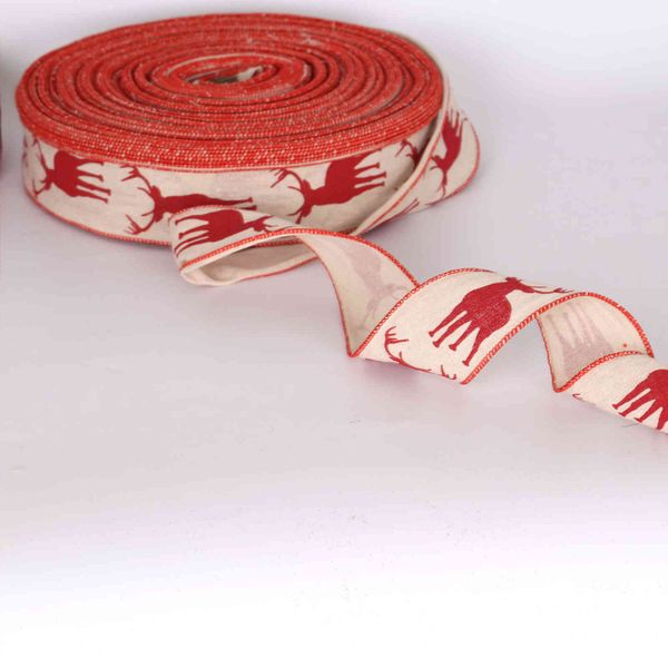 

decorations christmas new 6.5cm fine red edge elk christmas tree diy decorative ribbon