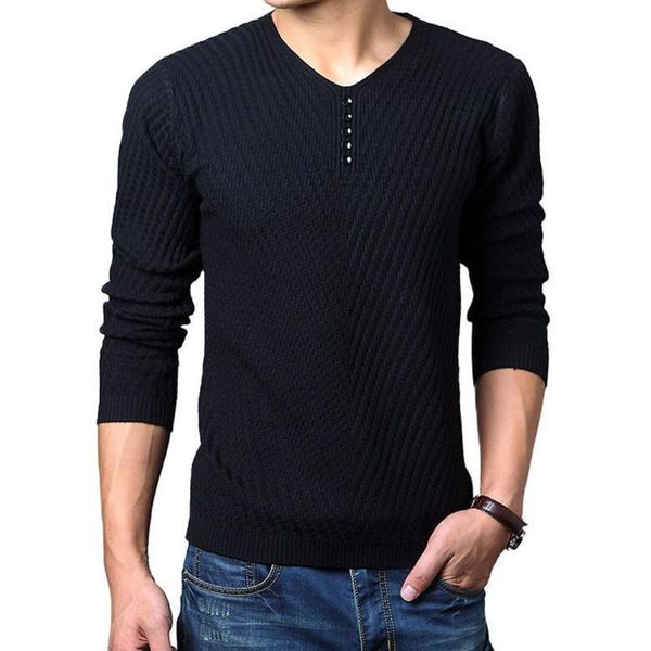 

autumn winter sweater knitted v-collar men clothing casual shirt 2 color men's sweaters, White;black