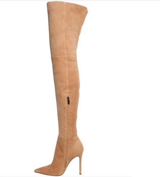 

boots fashion women pumps zapatos mujer shoes woman winter pointed toe ladies over-the-knee high heels byb16122, Black