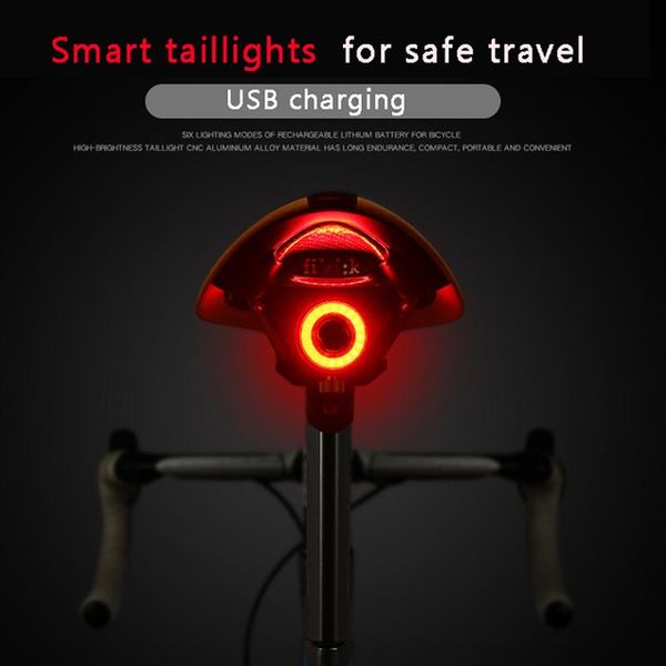 

bicycle smart auto brake sensing light ipx6 waterproof led charging cycling taillight bike rear accessories lights