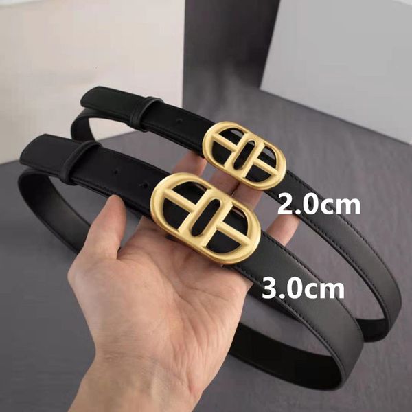 

man woman belt fashion belts smooth buckle belt width 2.0 & 3.0cm optional cowhide with box, Black;brown